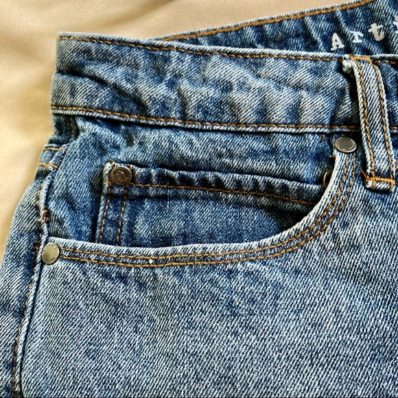 ARTICLES OF SOCIETY Frayed Raw Hem Distressed Blue Denim Shorty Shorts Size 27 - Picture 13 of 16